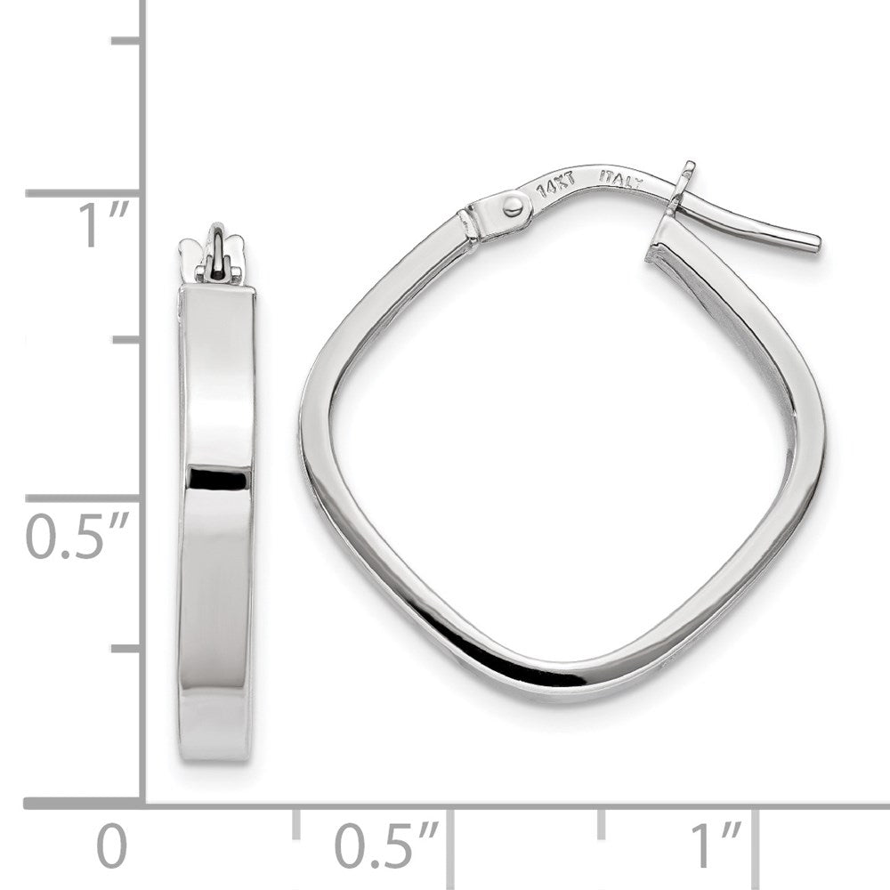 14K White Gold Flat Edge Square Hoop Earrings