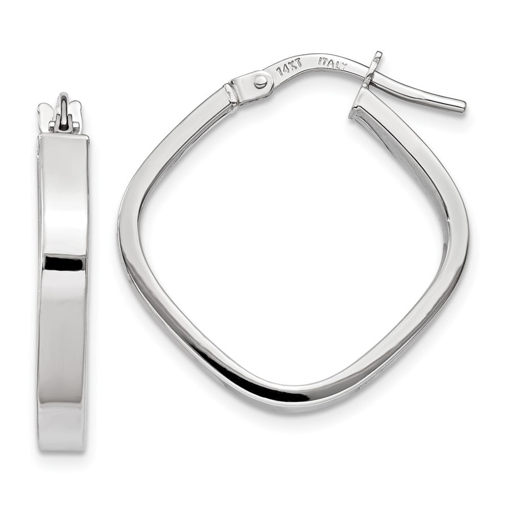 14K White Gold Flat Edge Square Hoop Earrings