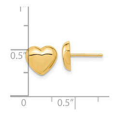 14K Yellow Gold Polished Heart Post Earrings
