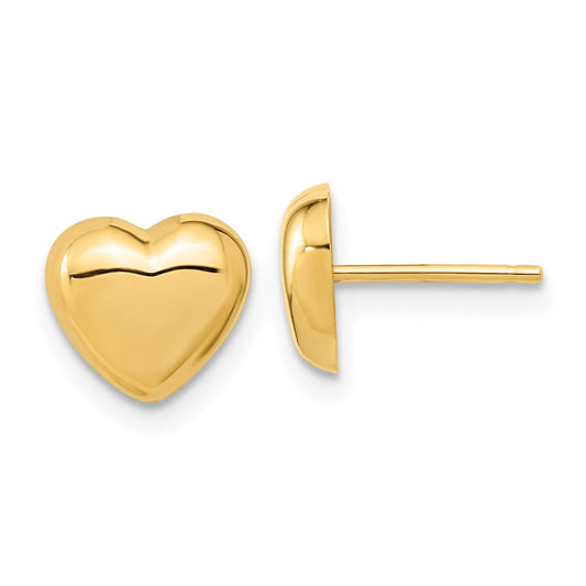 14K Yellow Gold Polished Heart Post Earrings