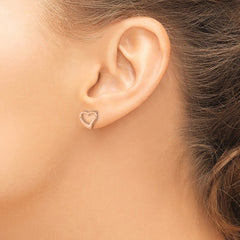 14K Rose Gold Polished Heart Post Earrings