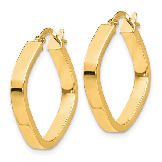 14K Yellow Gold Flat Edge Square Hoop Earrings