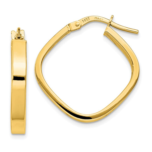 14K Yellow Gold Flat Edge Square Hoop Earrings