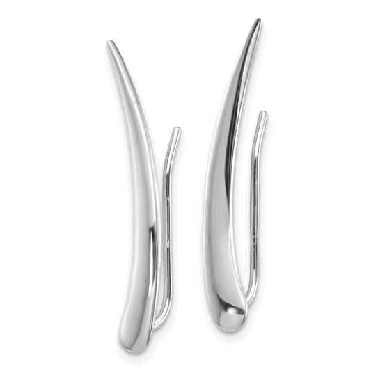 14K White Gold Polished Pointed Ear Climber Earrings