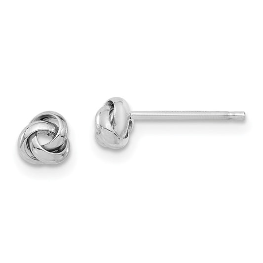 14K White Gold Polished Love Knot Post Earrings