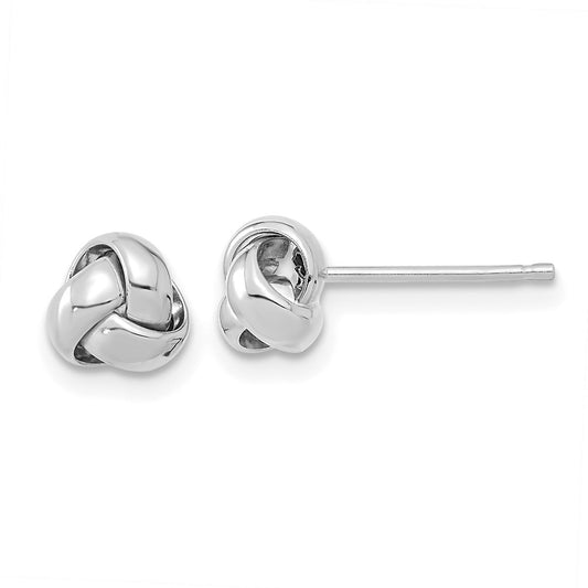 14K White Gold Polished Love Knot Post Earrings