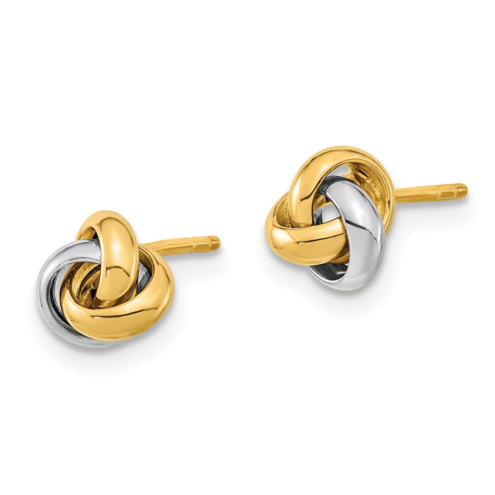 14K Two-Tone Gold Polished Love Knot Post Earrings