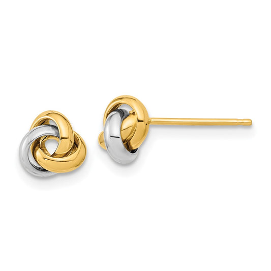 14K Two-Tone Gold Polished Love Knot Post Earrings