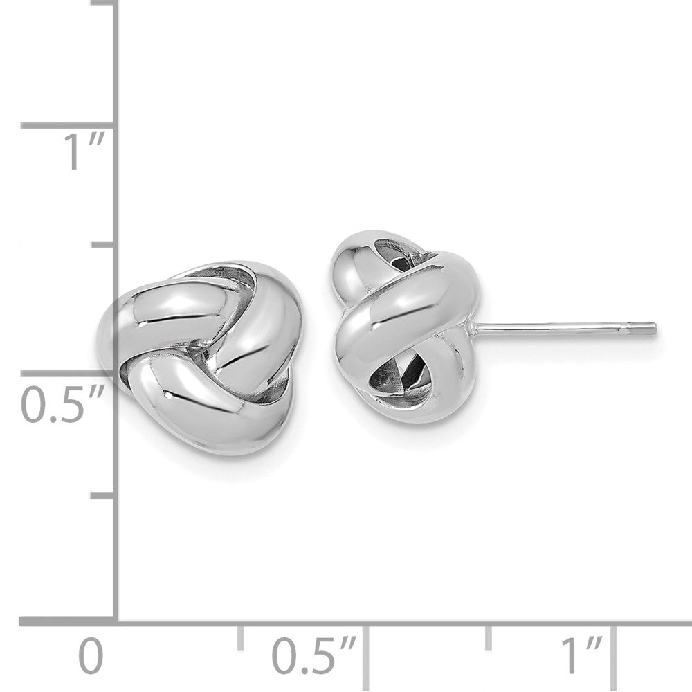 14K White Gold Polished Love Knot Post Earrings