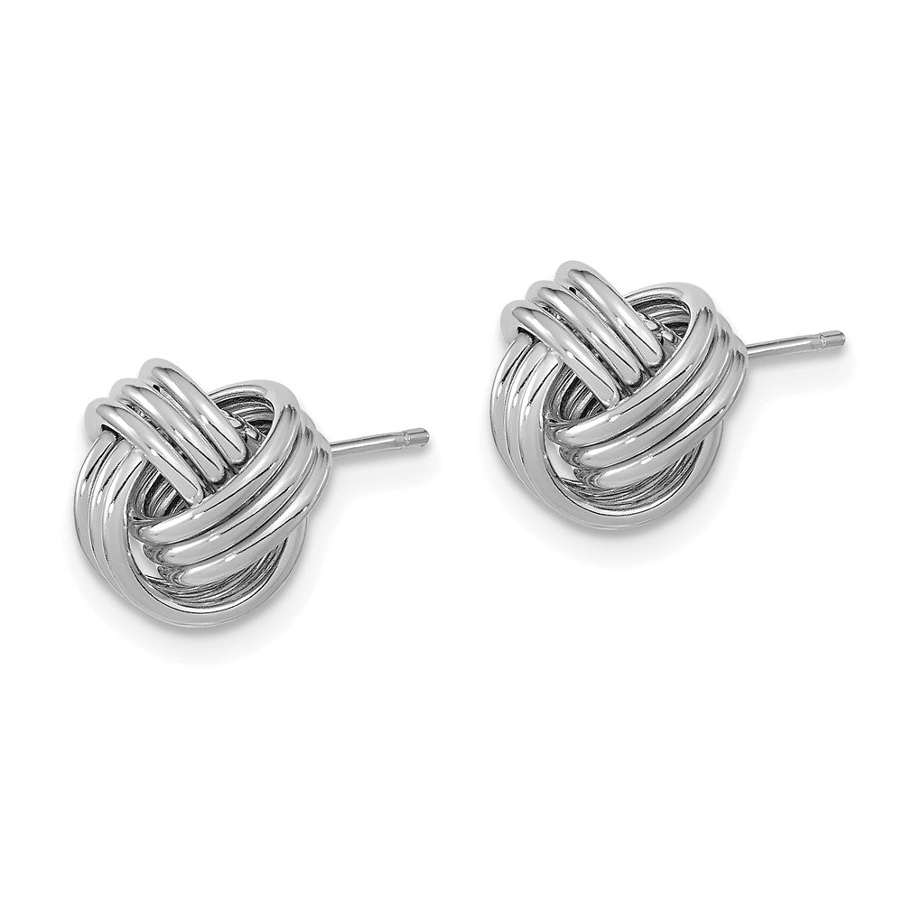 14K White Gold Polished Triple Love Knot Post Earrings