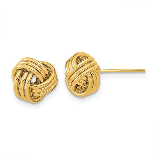 14K Yellow Gold Polished Triple Love Knot Post Earrings