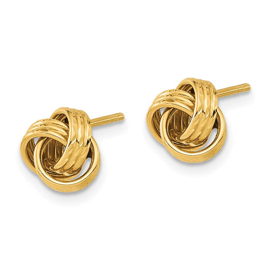 14K Yellow Gold Polished Love knot Post Earrings