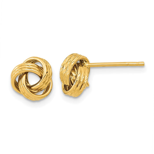 14K Yellow Gold Polished Love knot Post Earrings