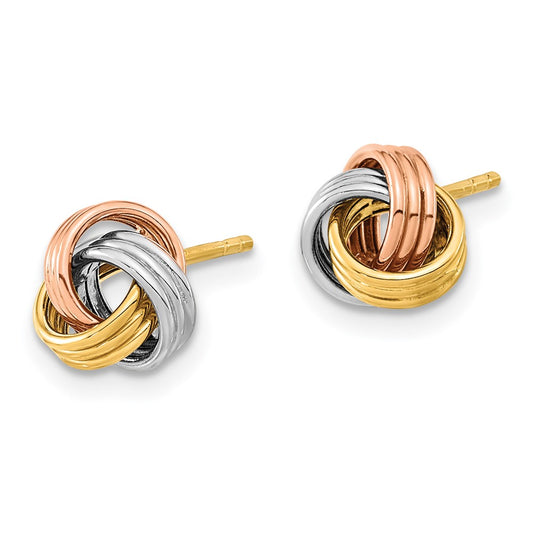 14K Tri-Color Gold Polished Love Knot Post Earrings