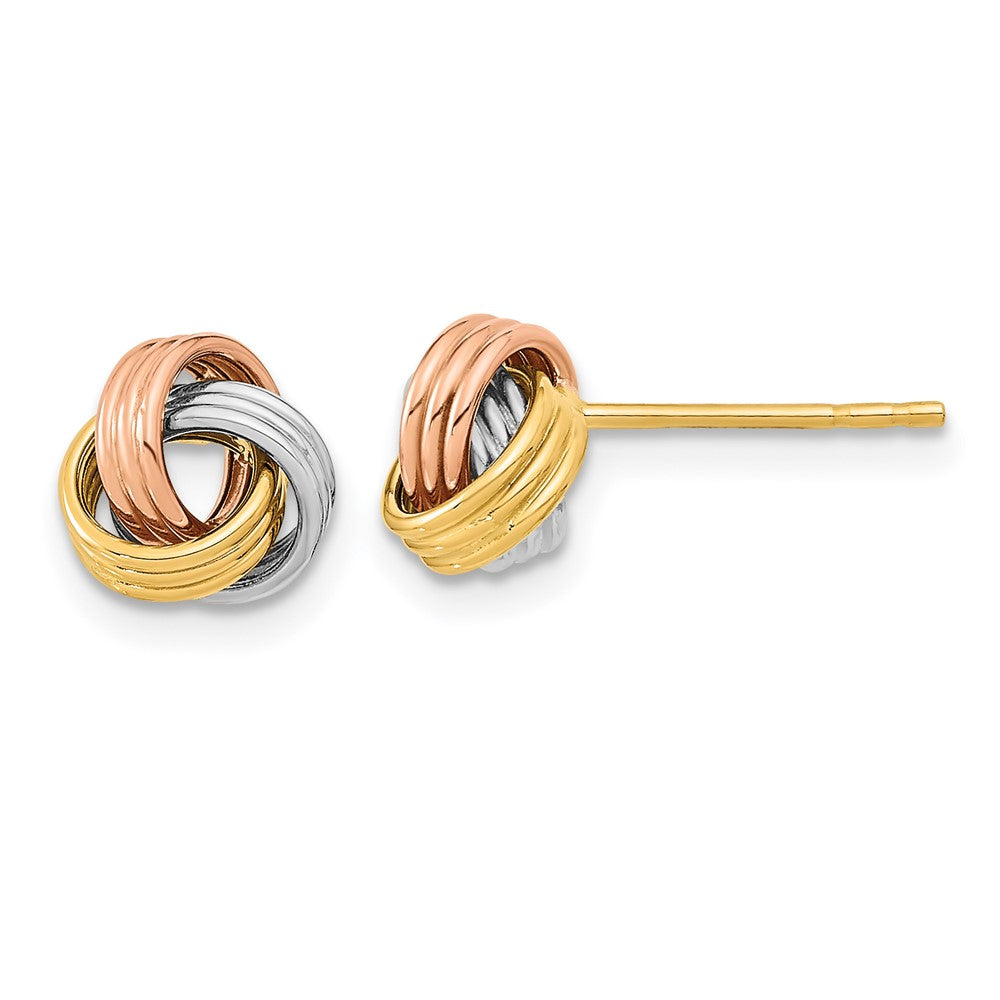 14K Tri-Color Gold Polished Love Knot Post Earrings