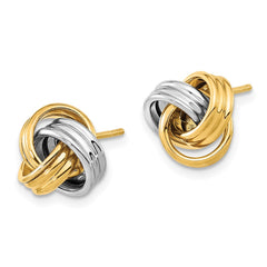 14K Two-Tone Gold Polished Love Knot Post Earrings