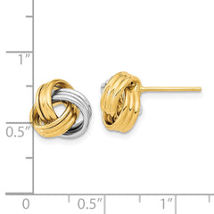 14K Two-Tone Gold Polished Love Knot Post Earrings