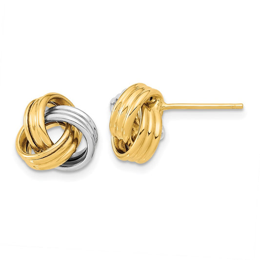 14K Two-Tone Gold Polished Love Knot Post Earrings