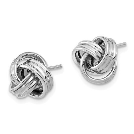 14K White Gold Polished Love Knot Post Earrings