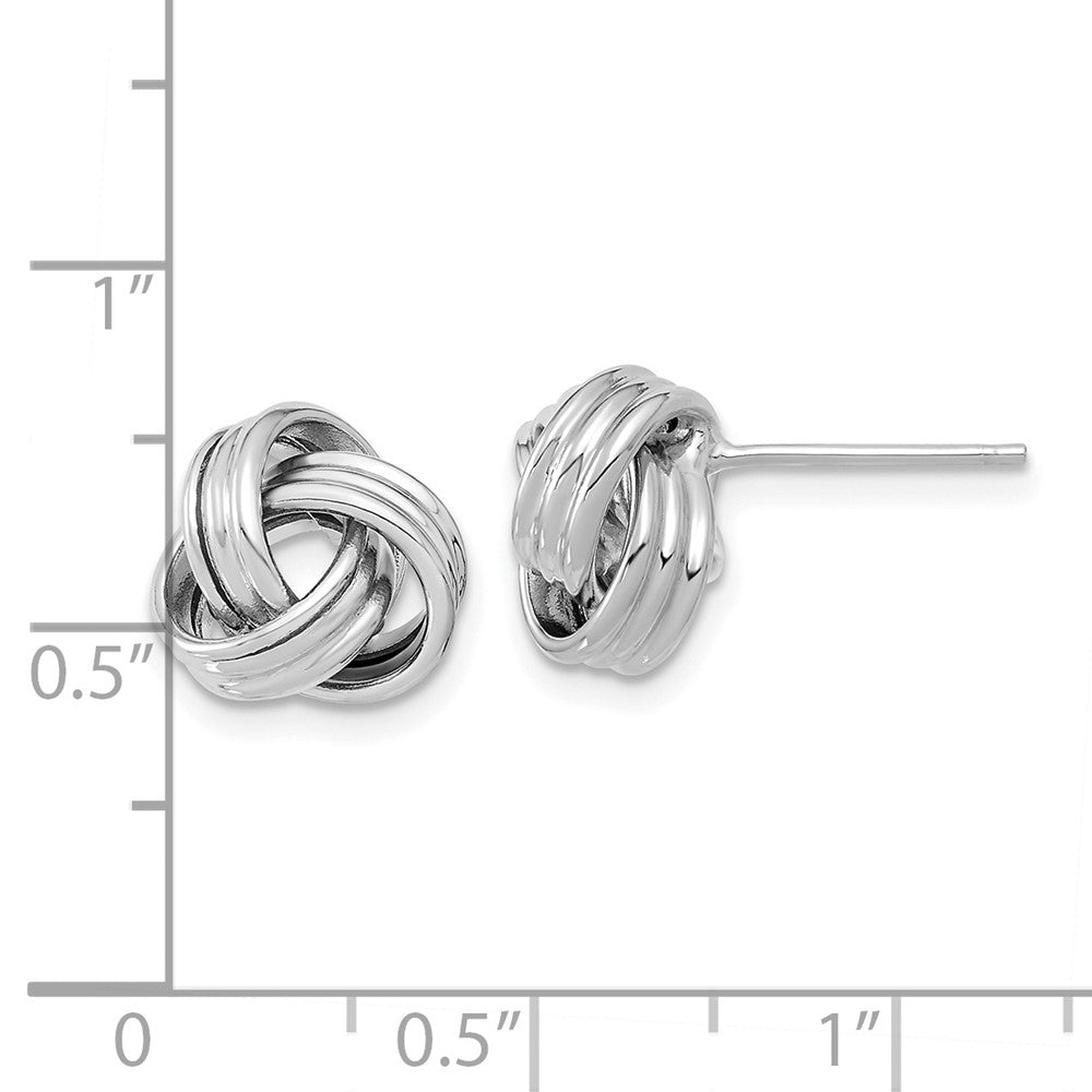 14K White Gold Polished Love Knot Post Earrings