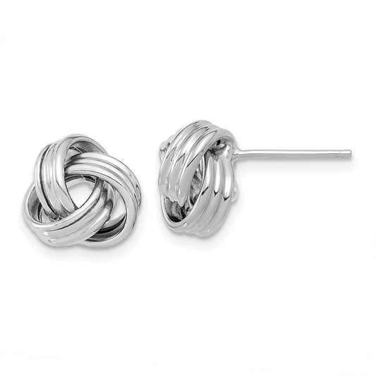 14K White Gold Polished Love Knot Post Earrings