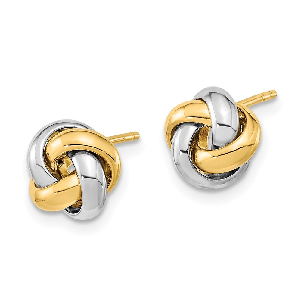 14K Two-Tone Gold Polished Love Knot Post Earrings