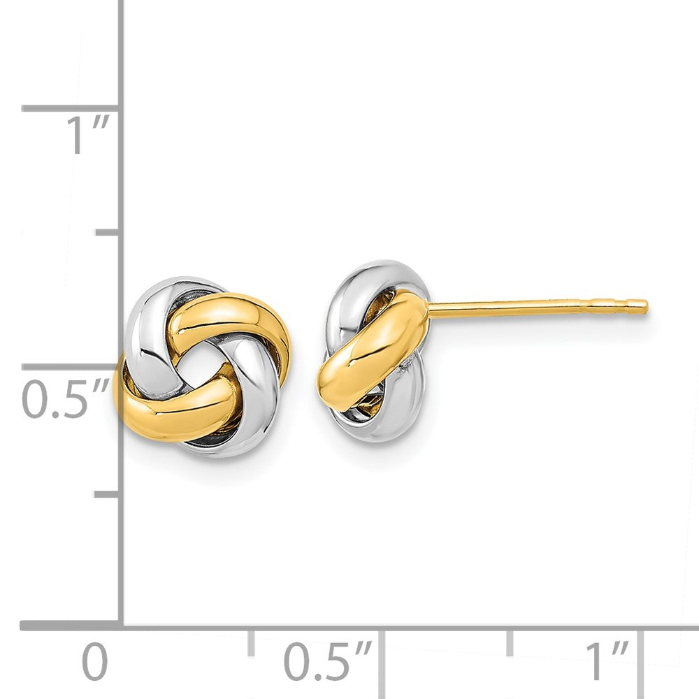 14K Two-Tone Gold Polished Love Knot Post Earrings