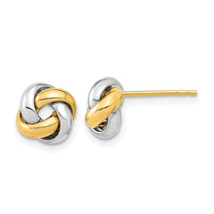 14K Two-Tone Gold Polished Love Knot Post Earrings