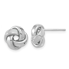 14K White Gold Polished Love Knot Post Earrings