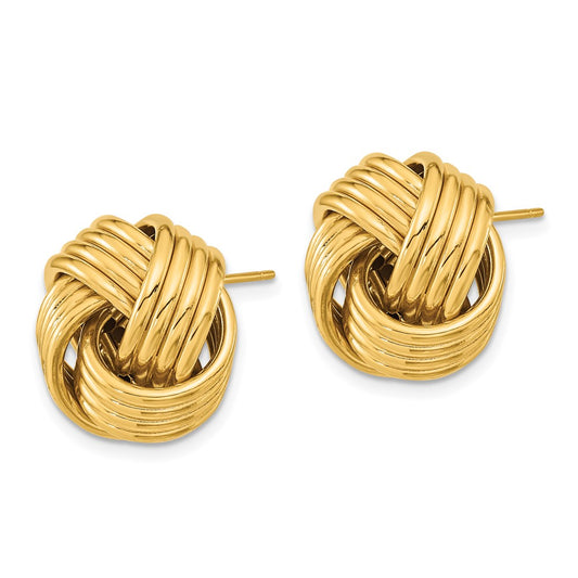 14K Yellow Gold Polished Love Knot Post Earrings