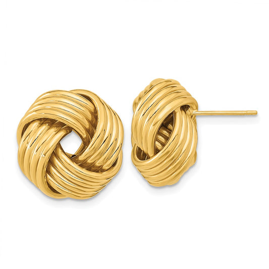 14K Yellow Gold Polished Love Knot Post Earrings