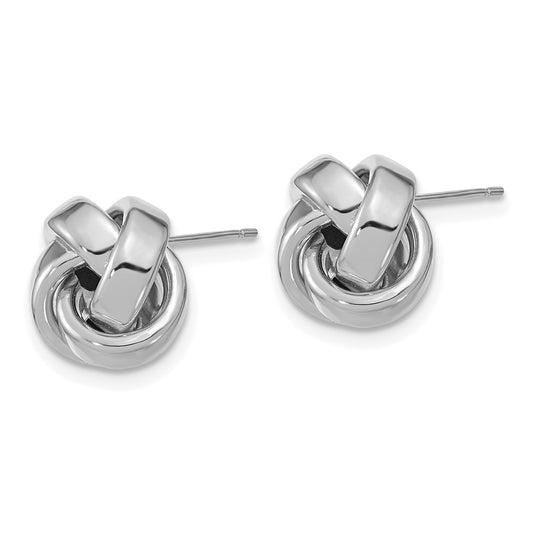 14K White Gold Polished Love Knot Post Earrings