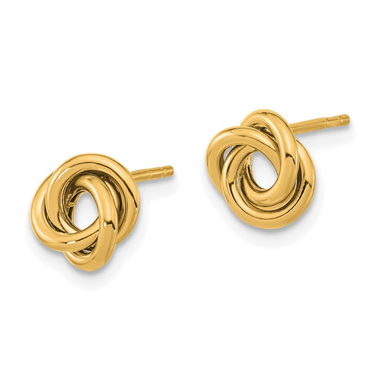 14K Yellow Gold Polished Love Knot Post Earrings