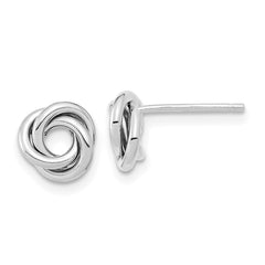 14K White Gold Polished Love Knot Post Earrings