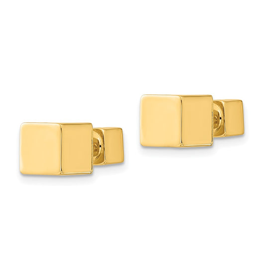 14K Yellow Gold 5mm 7mm Cube Front & Back Post Screwback Earrings