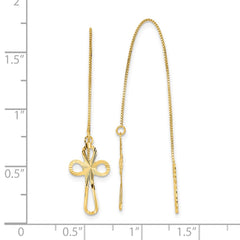 14K Yellow Gold Polished Diamond-cut Box Chain with Cross Threader Earrings