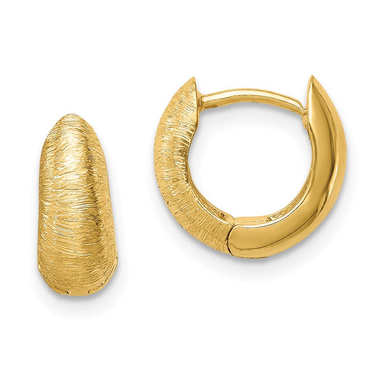 14K Yellow Gold Textured Hoop Earrings