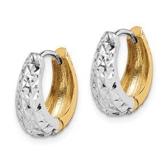 14K Two-Tone Gold Textured Hoop Earrings