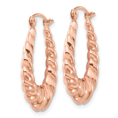 14K Rose Gold Polished Twisted Hollow Hoop Earrings