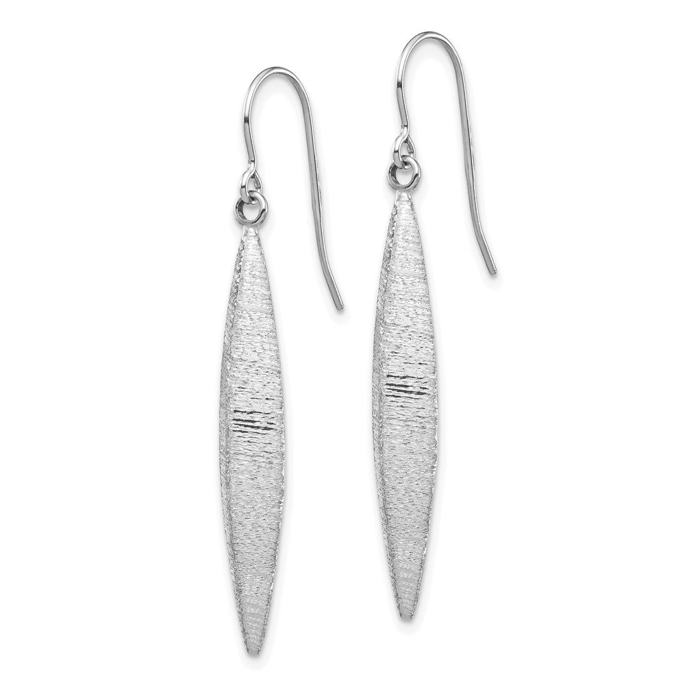 14K White Gold Brushed Dangle Earrings