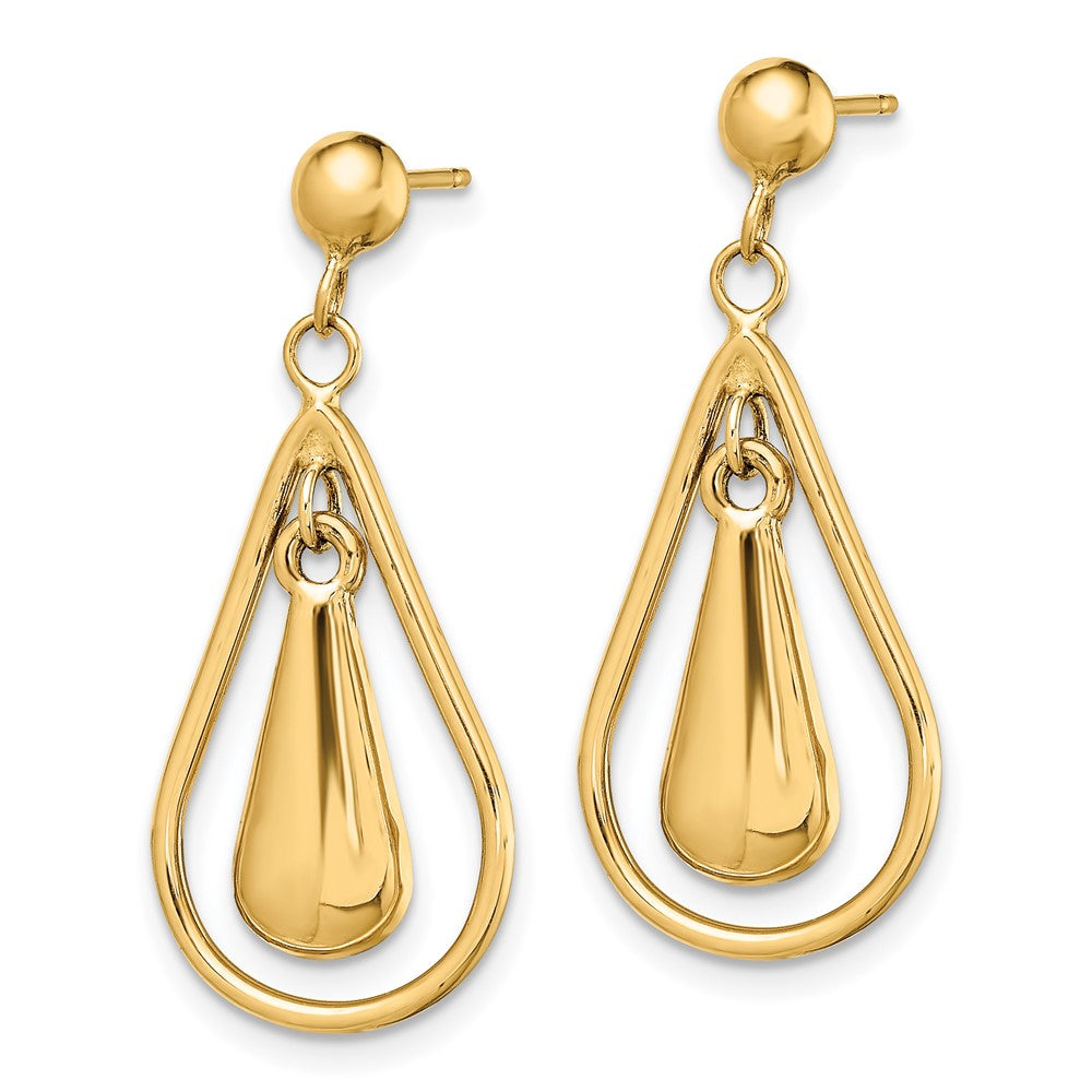 14K Yellow Gold Polished Dangle Post Earrings