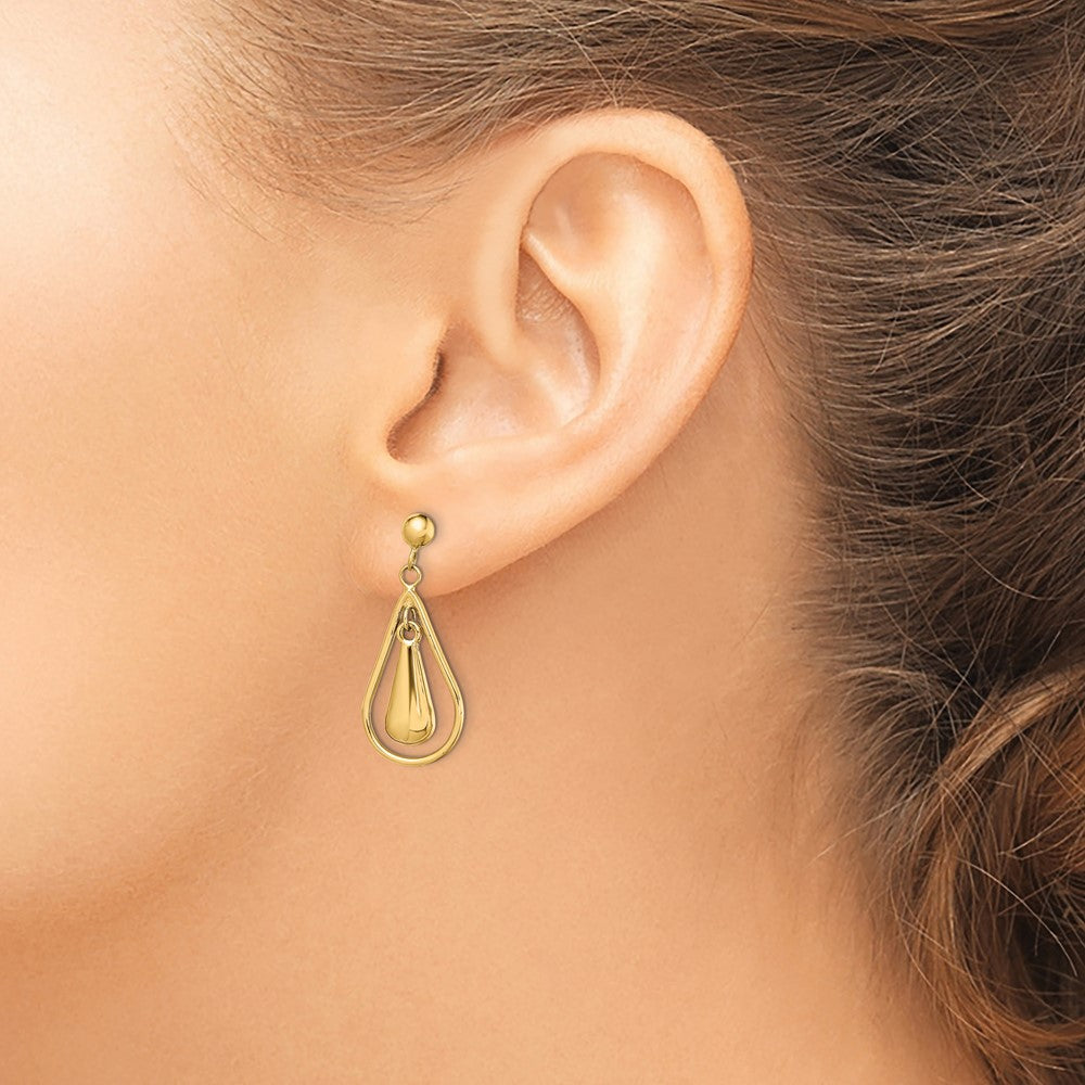 14K Yellow Gold Polished Dangle Post Earrings