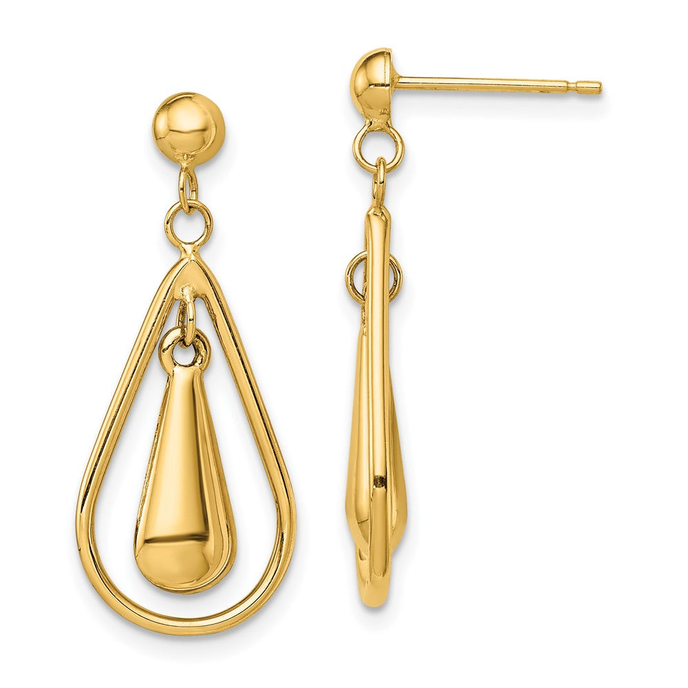 14K Yellow Gold Polished Dangle Post Earrings