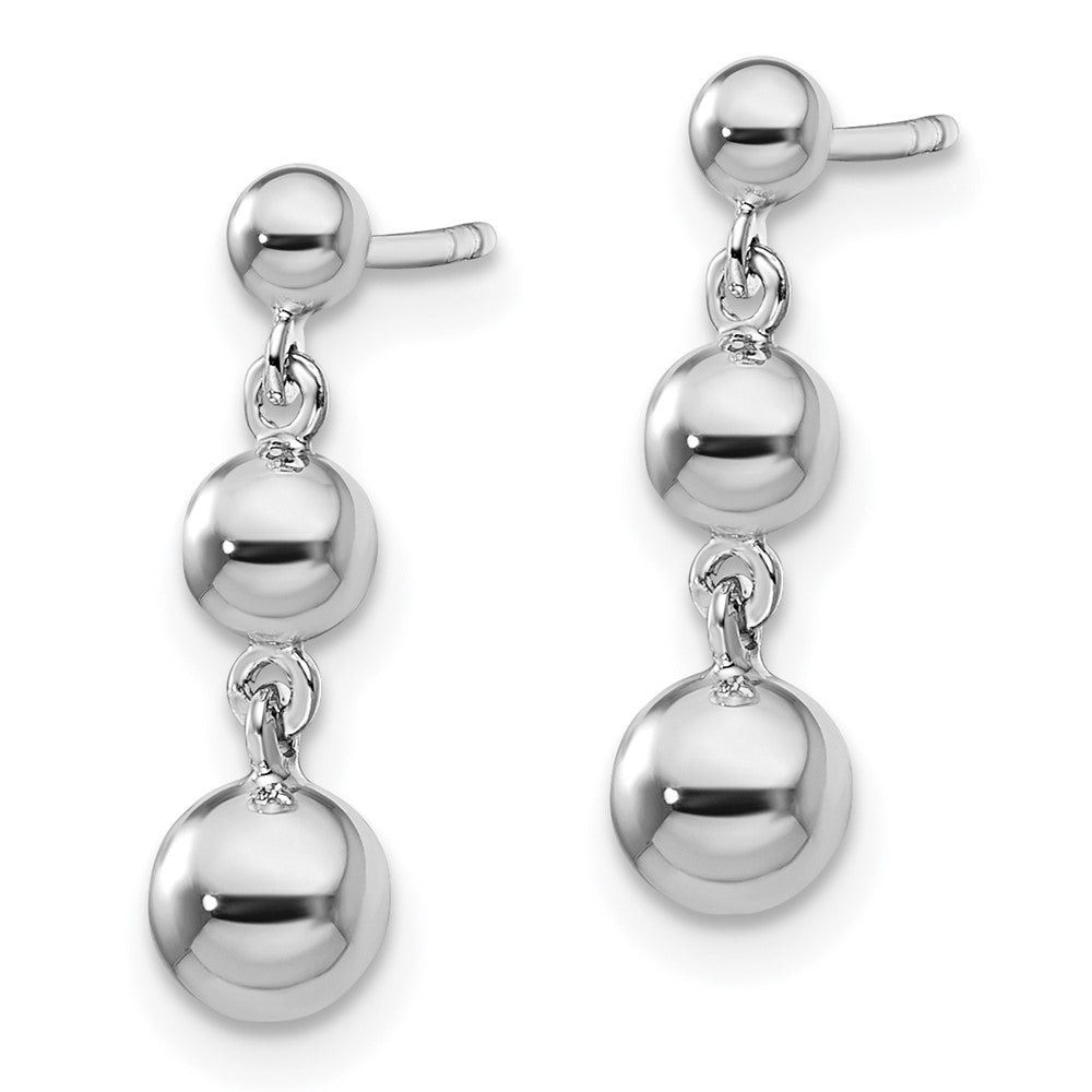 14K White Gold Graduated 3 Ball Post Earrings