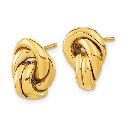 14K Yellow Gold Polished Love Knot Hollow Post Earrings