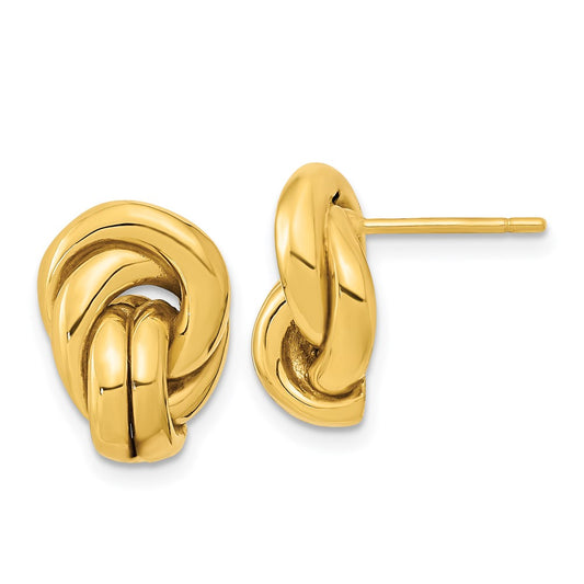 14K Yellow Gold Polished Love Knot Hollow Post Earrings