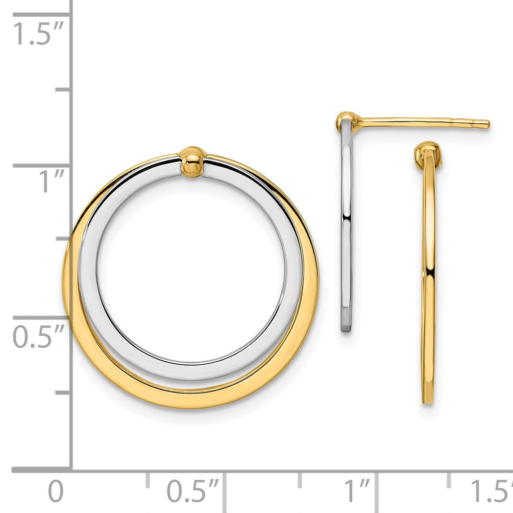 14K Two-Tone Gold Circle Front and Back Post Earrings