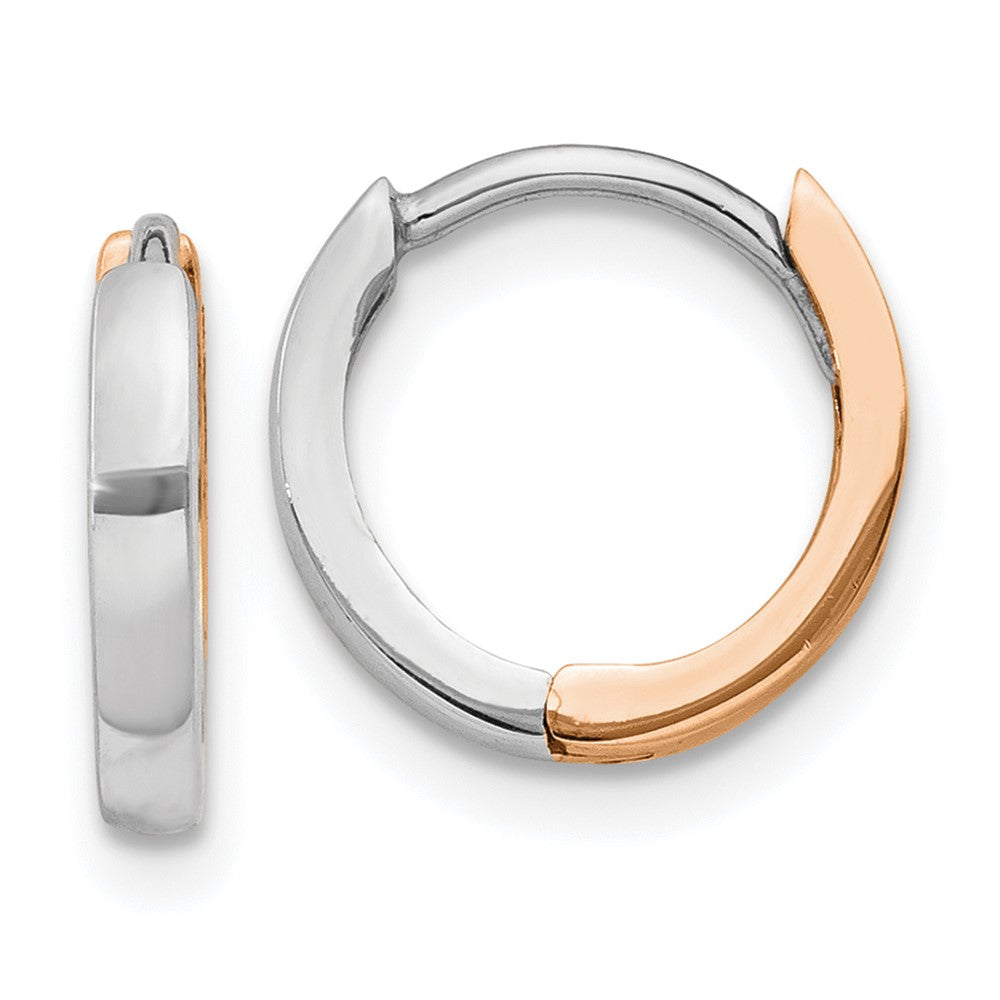 14K Rose & White Gold 1.75mm Hinged Hoop Earrings