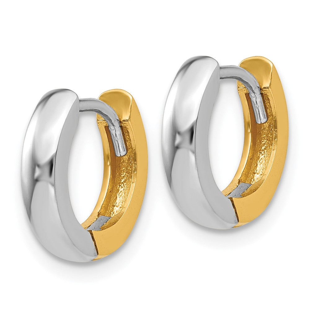 14K Two-Tone Gold 2.5mm Round Hinged Hoop Earrings