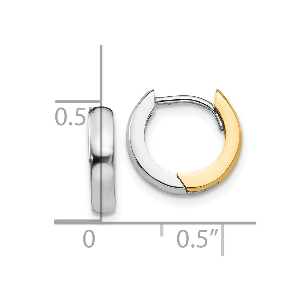 14K Two-Tone Gold 2.5mm Round Hinged Hoop Earrings